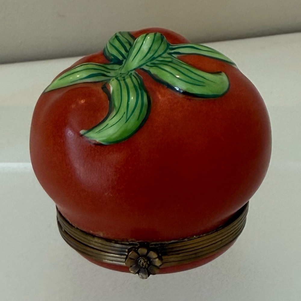 Limoges Hand Painted Red Tomato Trinket Box